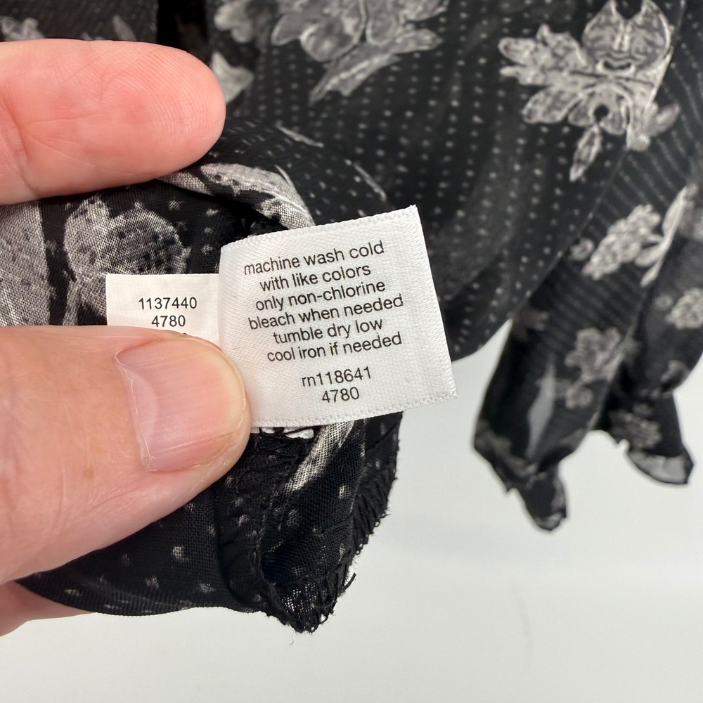 Lane Bryant Black Fairy Dot Sheer Ruffle Whimsygoth Blouse Size 22 - Picture 8 of 10